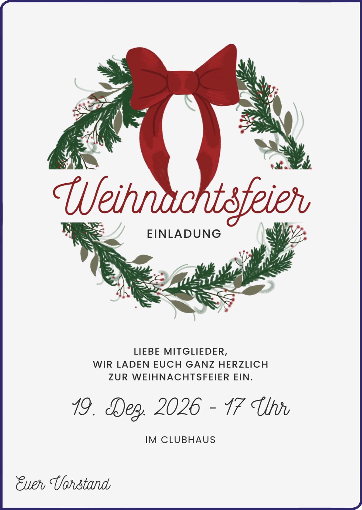 Einladung UTC Weihnachtsfeier am 19.12.2026